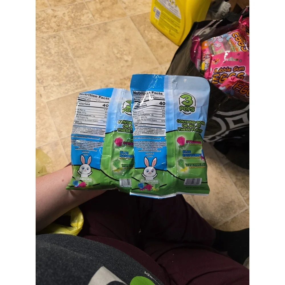 2pc Set 1.0 oz/3ct each Bag RING POP Easter Candy Strawberry + Blue Raspberry +